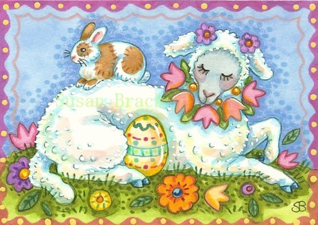 Easter Egg Lamb Basket Holiday Sheep Whimsy Spring Susan Brack