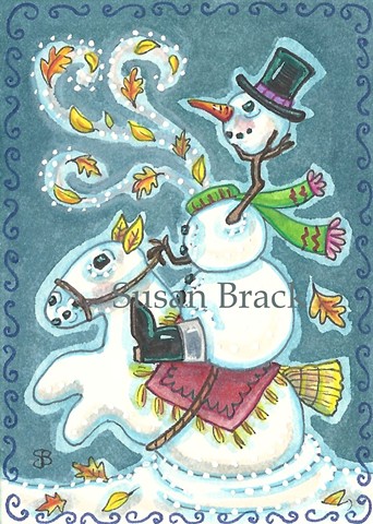 Christmas Headless Horseman Snowman Susan Brack Fantasy Halloween Art EBSQ Snow