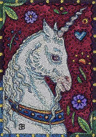 Unicorn Medieval Horse Fantasy Needlework Needlepoint Susan Brack Art Illustration License