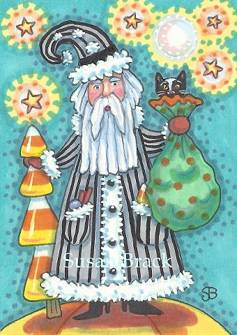Christmas Halloween Santa St. Nick Hallomas Susan Brack Illustration Art ACEO EBSQ
