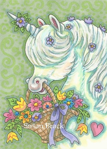Unicorn Pony Fantasy Horse May Day Whimsical Susan Brack Original Art Artist License
