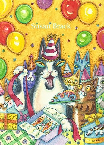 Hiss N Fitz Cat Feline Birthday Party Animals Giftts Susan Brack Series Art Licensing