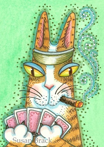 Hiss N Fitz Cat Feline Poker Game Cards Cigar Susan Brack Series Art Licensing