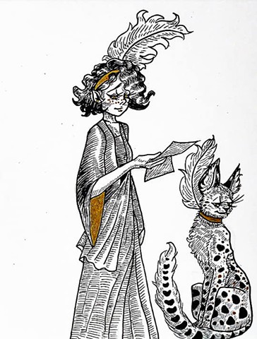 1920s Witch and Serval Familiar