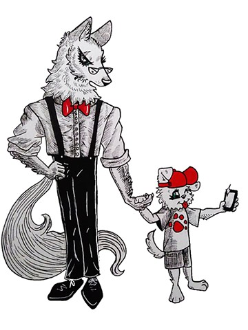 Generation Gap: Wolf and Puppy
