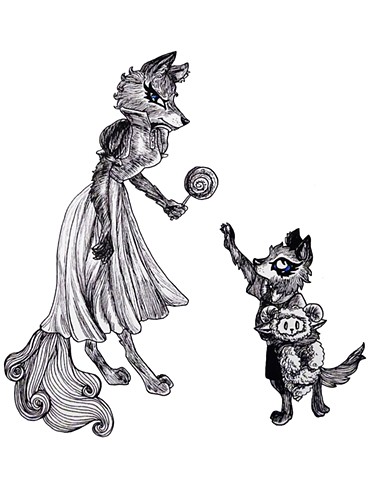 1950s Wolf Mother and Son 