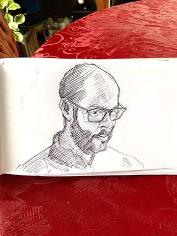12 min. Sketch of Andrew in sketchbook 