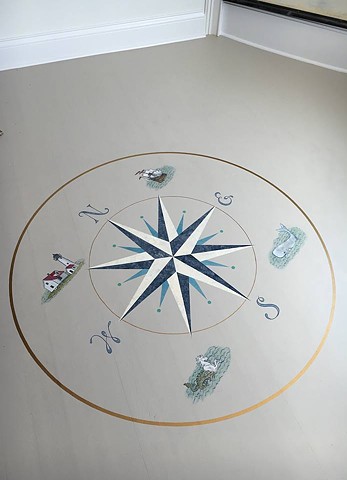 Floor compass mural