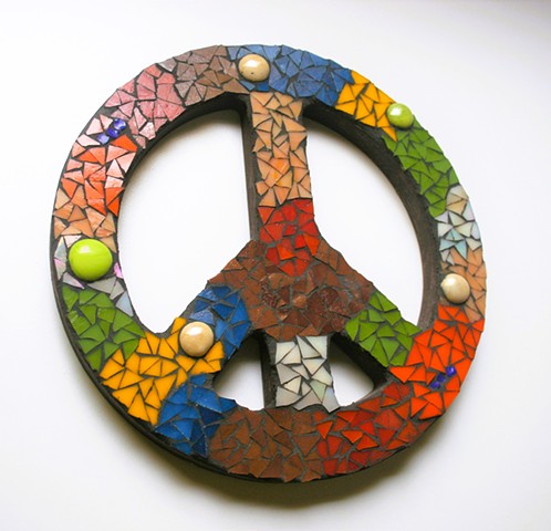 Stained Glass Mosaic Peace Sign