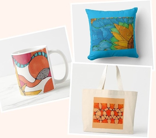 Mugs, Pillows and Tote Bags are available here!