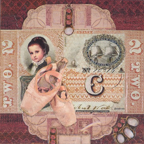 M.M. Dupay M. M. Dupay red pink money ships ballet shoes collage shoes figurative art feminist Marcelle Dupay two 2 two 2
