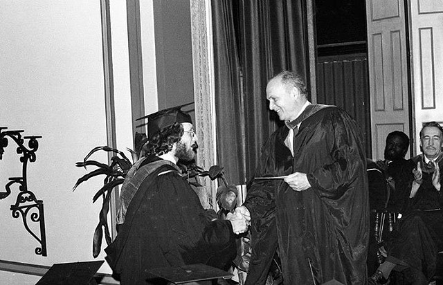 Receiving CCAD Outstanding Senior Award from President Canzoni, 1975