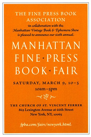 Manhattan Fine Press Book Fair - March 9, 2019
