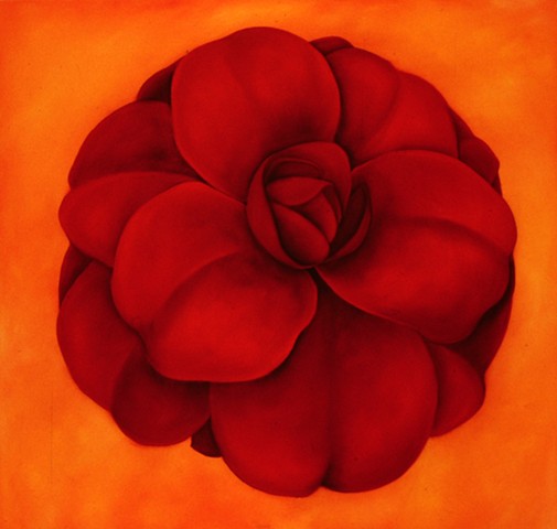 Red Rose on Orange