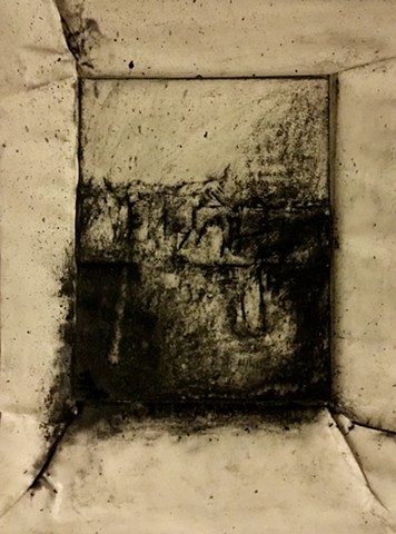 Charcoal drawing on embossed paper