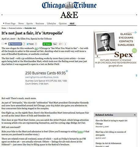 Bridge '07 at Art Chicago, Chicago Tribune Article, Part 1