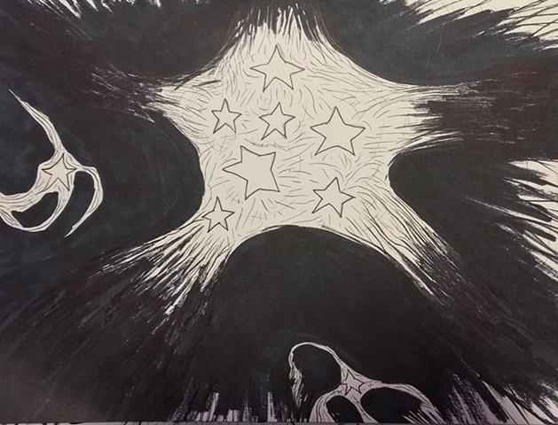 Star Studies 5, pen and ink on archival journal paper