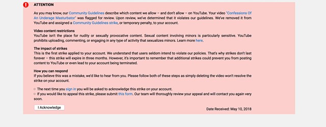 Youtube Video Ban Notice