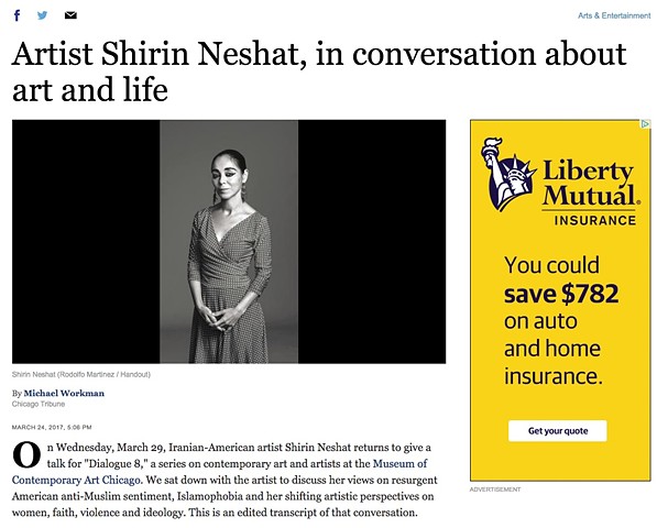 Chicago Tribune Interview with Shirin Neshat, Part 1