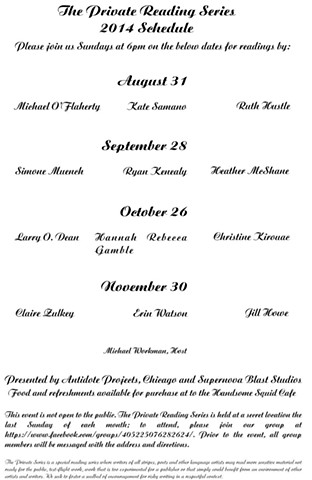 2014 Private Reading Series Schedule 
