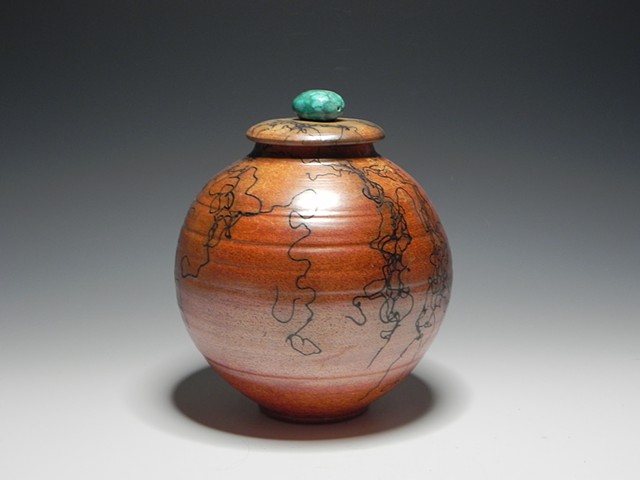 Ceramic Jar with Turquoise Bead handle