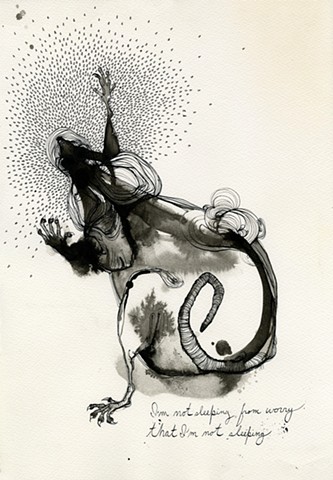 A detailed drawing using ink and steel pen on watercolor paper of a sad rat or maybe a mouse with lots of flies. This is a texted piece using caligraphy by betsy heistand jones. illustration cooper union