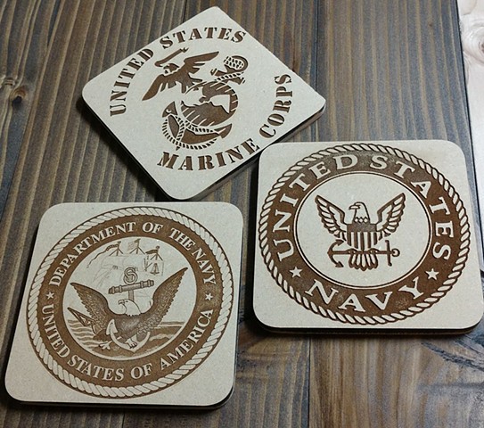 USN / USMC coasters / Magnets / X-mas Decorations
