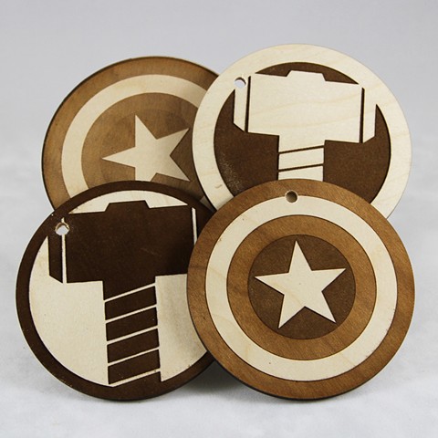 Captain A , Thor pos / neg coasters / ornaments 