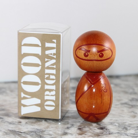 Red on red stain ninja kokeshi