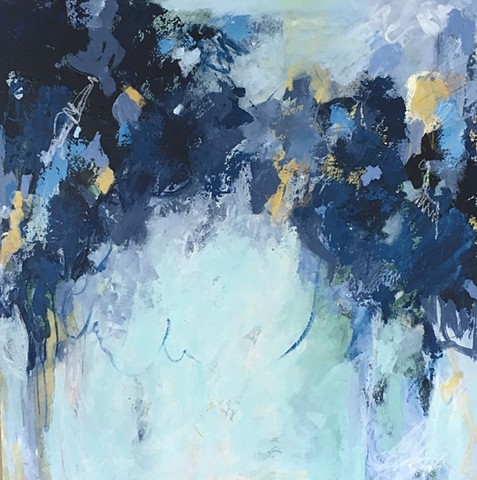 Blue, grey, warm and cool abstract painting