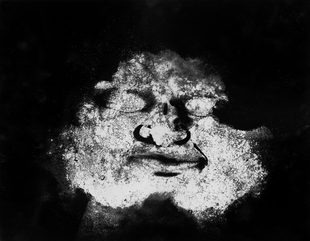 Alternative portrait via custom made negative through graphite and facial oil