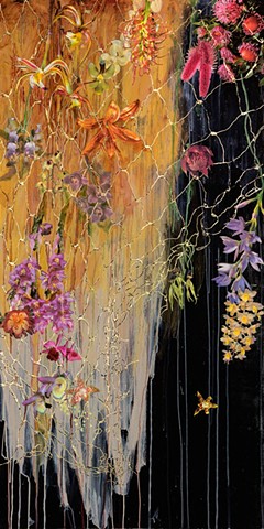 gold leaf, nets, native wildflowers, orchids