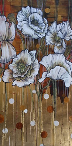 poppies,gold leaf