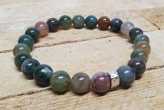 Genuine Rainbow Jasper Gemstone 8mm Beaded Stretch Yoga Healing Bracelet for Men and Women. Handmade stretch bracelet made with 8mm rainbow jasper beads and silver accents. Rainbow jasper is a powerful gemstone that provides protection, inspires freedom, 