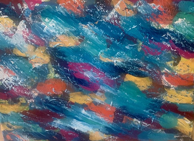 Original Abstract Art painting for sale in Minneapolis blue and various colors - Swimming in Happiness