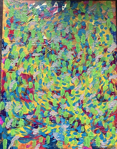 Original abstract painting for sale in Minneapolis Minnesota - various bright colors - lime green