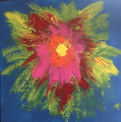 24 x 24 Stinkflower Abstract Acrylic Painting on Canvas