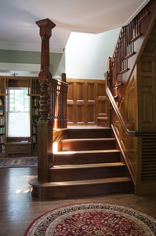 Wright Robinson Architects. Renovation. Stair. Skylight. Queen Anne. Aesthetic Movement. Shingle Style. Custom Railings.
