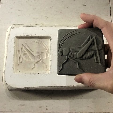 Grasshopper tile fresh out of the mold. 