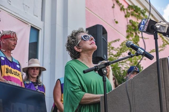 Diane Derzis, CEO of the Jackson Women's Health Organization, takes a pause at the press conference held by the organization after the U.S. Supreme Court overturned Roe v. Wade in Jackson, Miss., Friday, June 24, 2022.