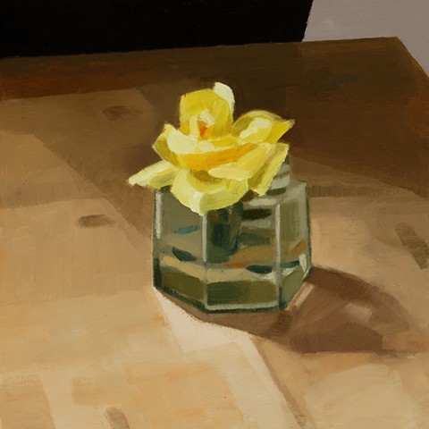 Yellow Rosebud in Small Jar
