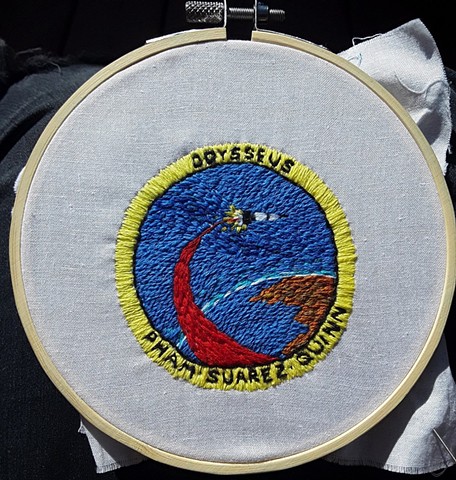 Embroidery of a patch worn by the flight crew of the Icarus Program.