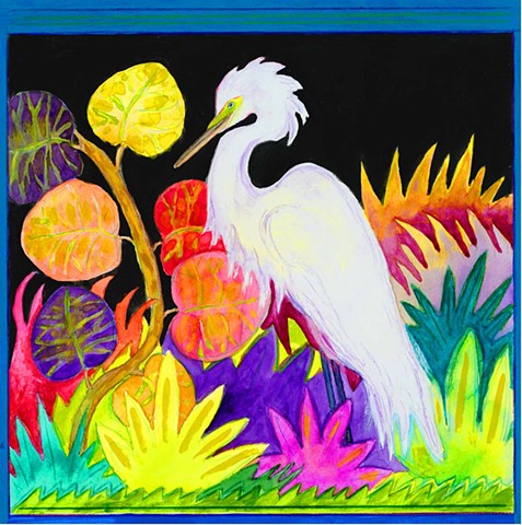 Greeting card, Snowy Egret, Florida