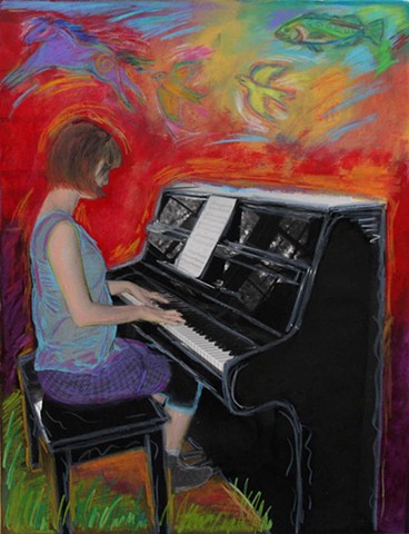 Greeting Card, Girl at Piano