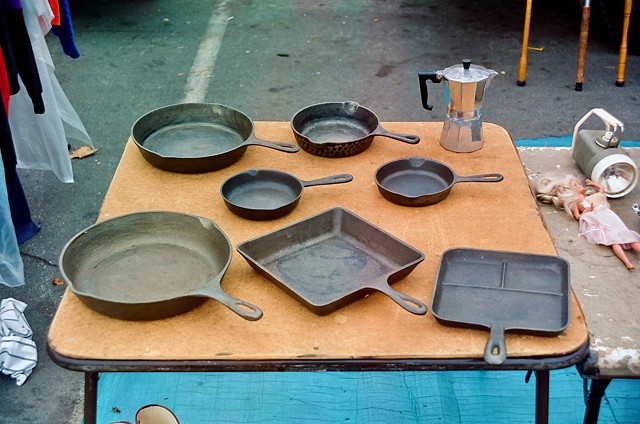 Cast Iron Skillets on Table