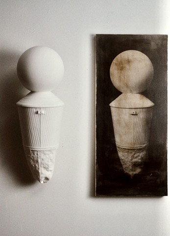 Sculpture and photograph on linen