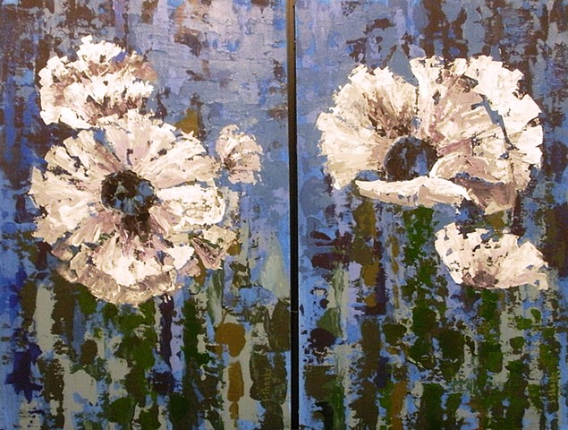 Poppies in Blue Diptych
-Sold-