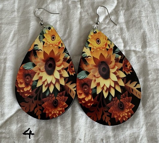 Paper Sunflower Teardrop Earrings