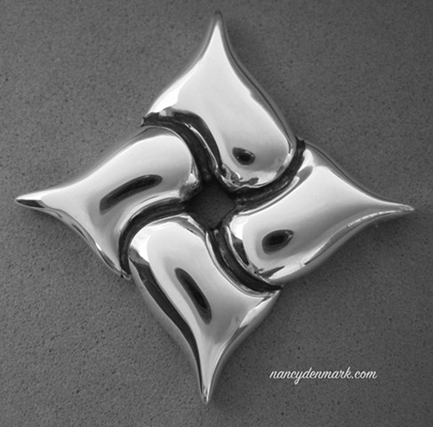 entwined hearts form cross sterling silver pendant design © Nancy Denmark