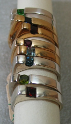 R6 RINGS MANY GEMS IN SILVER and GOLD